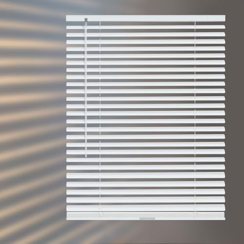 HIDODO Aluminum Mini Blinds for Windows Cordless Horizontal Window Shades for Light Adjustment, Metal Venetian Blinds Waterproof for Bedroom, Bathroom, 22 W x 64 H, White