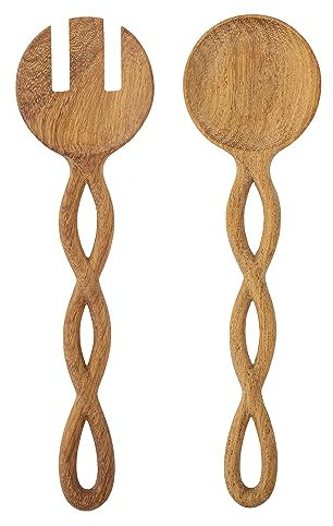 Bloomingville - Pinar Salad Servers, Nature, Doussie Wood (82064177)