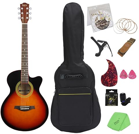 40 Zoll Folk Set Gitarre, Basswood Notched Gitarre, Klassische Akustikgitarre, Anfänger Erwachsene Performance Grade Gitarre, 40 Zoll Gitarre, Folk Gitarre, Zupfinstrument, Gitarre Set
