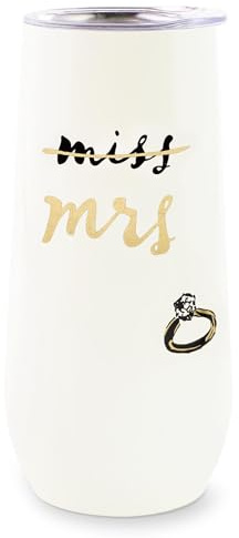 Kate Spade New York 295 ml stamlös champagneflöjt, liten rostfritt stål tumlare med lock, dubbelvägg isolerad metallkopp, fröken till fru