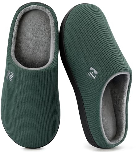 RockDove Men's Original Two-Tone Memory Foam Slipper, 9-10, Greyish Green