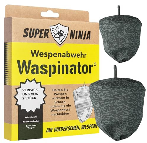 Waspinator Wasp Nest Decoy - 2 Pack, Fake Wasp Nest for Outdoor Hanging, Yellow Jackets & Bee Repellent, Waterproof & Tear-Resistant Deterrent for Outdoor, Patio & Garden