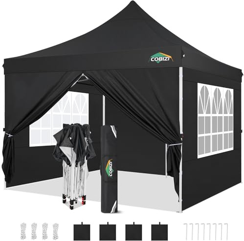 COBIZI Barnum Pliant 3x3m Tonnelle de Jardin Extérieur Imperméable Professionnel avec 4 Parois Latérales - Tente de Réception UV 50+ pour Jardin, Fête, Camping