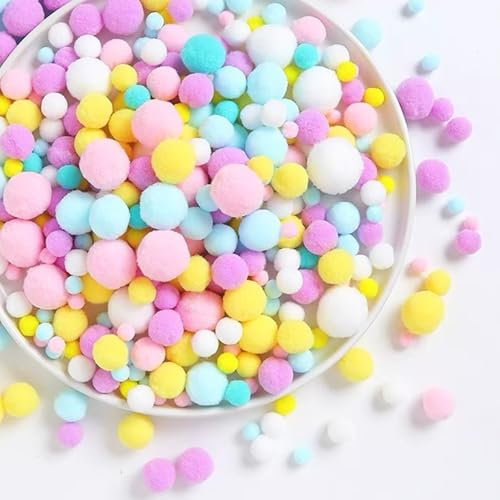 Luxoraiova 500 Stück Pompons zum Basteln, 1-3cm Bunt Mini Pompons zum Basteln, Mini Pom Poms Filzkugeln Bunt für Lustige DIY Kreative Handwerk, Feine Haar-Accessoires, Partydekoration (5 Größen)