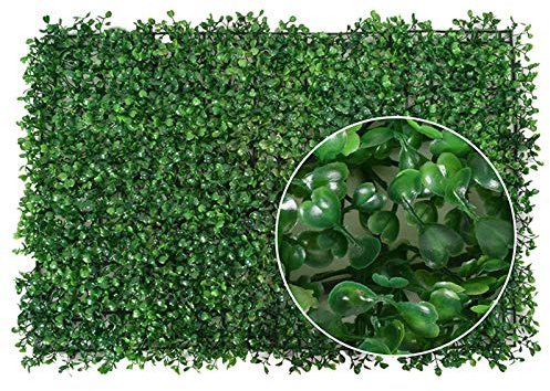 Paneles de boj Artificial, seto topiario, 20 Unidades, seto de privacidad con protección UV, esteras de césped sintético para Pared, Fondo de boj Verde