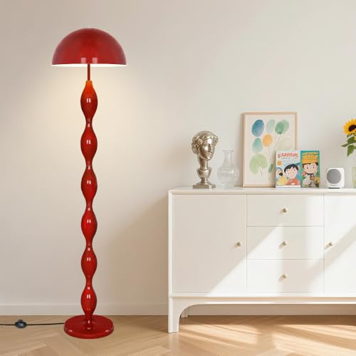 Unik golvlampa för vardagsrum, funky 63 kreativ funky röd LED-svamplampa, 3-färgad variabel stående lampa, mitten av århundradet modernt högt golvljus, sovrum, kontor, hörn