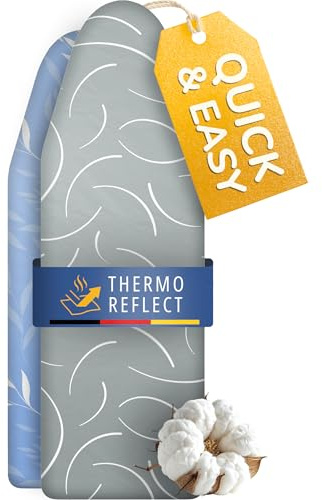 Yellocean Turbo strykbrädeöverdrag 110x30 – värmereflekterande för snabbare strykning – enkel montering med resår – dubbel vaddering | Storlek S