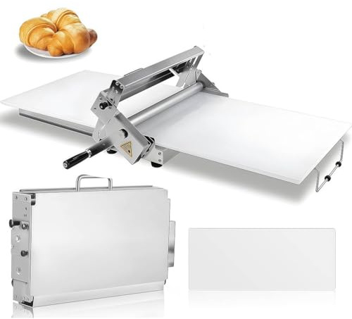 PRMTYUP Mattarello Elettrico con Spessore di Impasto Regolabile, Mattarello Pieghevole con Piano di Stesura, Sfogliatrice Pieghevole in Acciaio Inox, Mattarello Manuale,Type 300