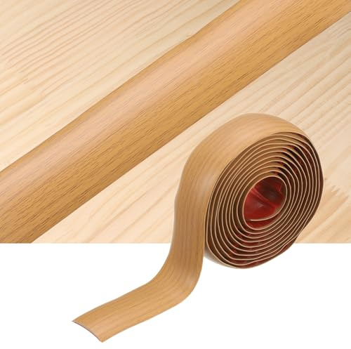 QUARKZMAN Regletas Transición Para Suelos 3 m x 4cm(LxW) Autoadhesivo Borde Para Suelos Vinilo Tira Divisoria Plana Para Suelos PVC Cubrir Juntas Para Unir Textura Madera Roble Amarillo