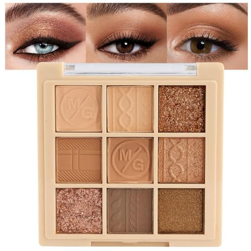 BelleVive Palette de Fards à Paupières Nude Brun Mat et Scintillant, Maquillage, Tenue Longue Durée, Étanche, 9 Teintes Modulables aux Finitions Douces, Mattes et Scintillantes, 03#