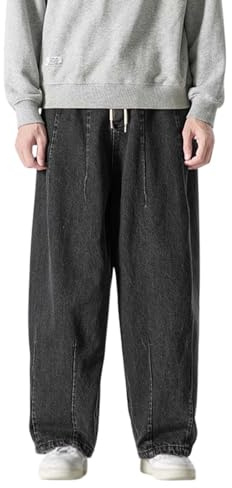 Generiska jeansbyxor, herr, säckig jeans, mycket stora storlekar, denimbyxor, rakt skurna stretchjeans, breda ben, fritidsbyxor, streetwear, college, tygbyxor, enfärgade, klassiska raka byxor, svart