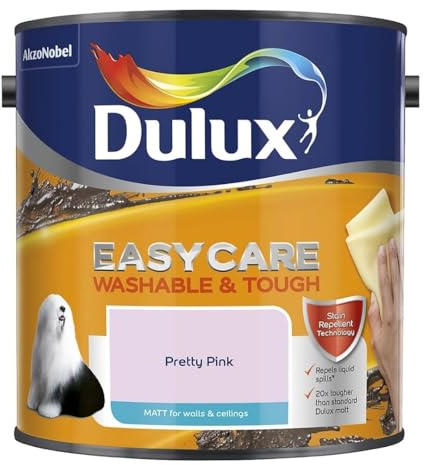 Pretty Pink Dulux Easycare Matt Emulsion Paint 2.5L – Washable & Stain Resistant, Durable Matt Finish, Quick Dry, Low Odour Interior Wall & Ceiling Paint
