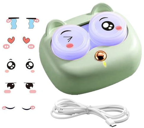 Limpiador de lentes de contacto: 3 modos de carga USB | Limpiador Automático Inteligente de Lentes De Belleza Con Etiquetas Expresivas | Limpiador Inteligente de Lentes De Contactos - Cuidado Diario