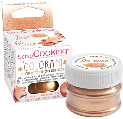 ScrapCooking - Colorant de Surface Rose Doré Irisé - Colorant Alimentaire Poudre Cuivré Or Rose - Pour Pâtisseries, Biscuits, Macarons, Chocolats & Pâte à Sucre - 4074, cuivre
