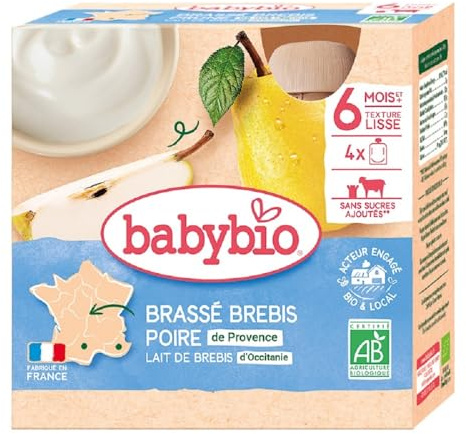 Babybio desserts brassé brebis poire 4 gourdes de 85g