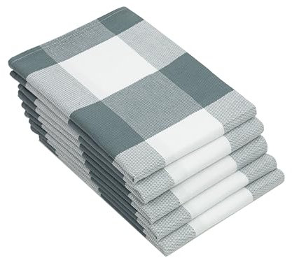 ZOLLNER 5er Set Geschirrtücher Baumwolle in 50x70 cm - saugstarke Küchentücher in grau kariert - waschbar bis 60°C – Gastronomiequalität - Oeko Tex® Zertifiziert