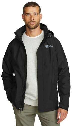 Eddie Bauer Men's Rainfoil Packable Jacket, Black Recycled, Large