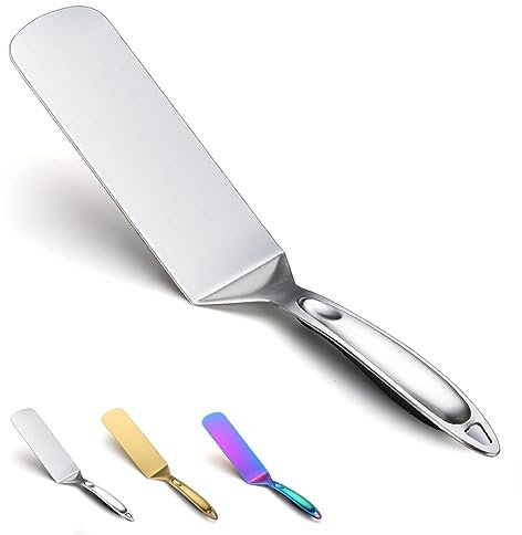 Evanda Spatule en métal BBQ, Spatules à crêpes en acier inoxydable, poignée résistante à la chaleur et non fondante, idéal pour barbecue en plein air, Teppanyaki, Camping