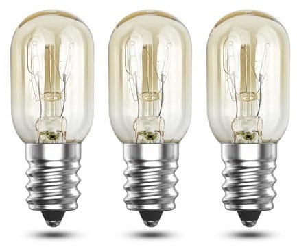 EASYIVY E14 Backofenlampe, Bis 300°C Backofen Glühbirne Dimmbar, 2700K Warmweiß SES Salzlampe Glühbirne, E14 Kühlschranklampe für Mikrowelle, Dunstabzugshaube, Nähmaschine 3 Stück