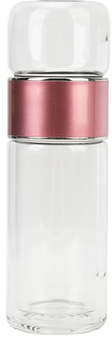 Botella de té de Vidrio, Botella de Agua Inodoro Portátil Resistente Al Calor de Doble Pared útil en el Exterior para Bebidas Calientes