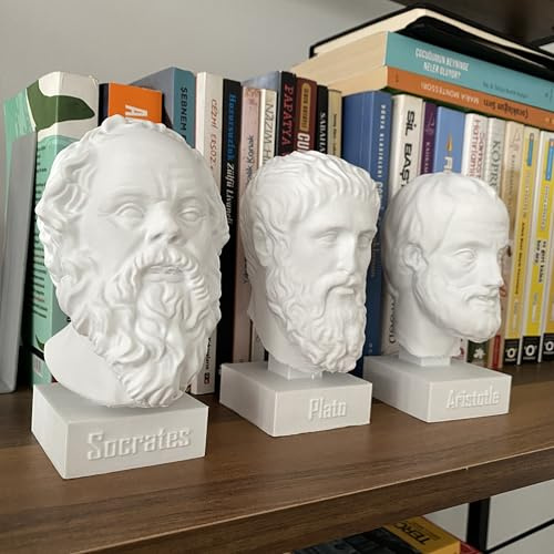 Socrates Platon Aristotle Bust Set of 3 Greek Philosophers Sculpture Ancient Greek Art Deco 15 cm