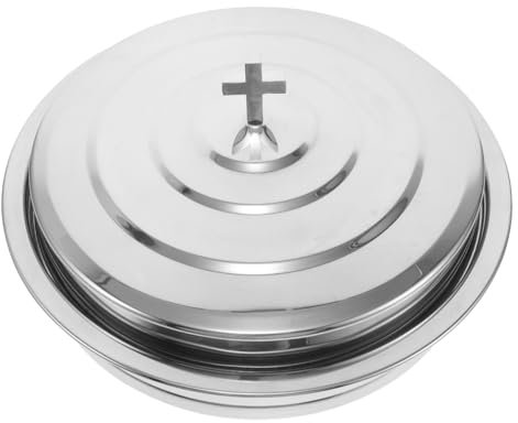 FELTECHELECTR Bandeja De Comunión De Acero Inoxidable Tapa Para Iglesias Platos Para Pan y Vino Accesorios Navideños De Servicio Para Eventos Religiosos