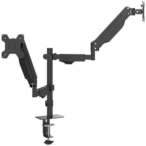 Eleganz Braccio doppio monitor per 2 schermi fino a 27 pollici - Tecnologia a molla a gas con portata di 20 kg - Supporto da scrivania regolabile in altezza per ufficio e home office