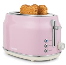 Salter Retro Toaster 2-Slice Pink, Wide Slots, 6 Browning Levels