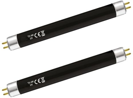 Generico T5 4w 150mm / 6'' - Lampadine CFL - Crea Luce Nera Ultravioletta UV per Aiutare nella rilevazione di Banconote False e passaporti - Attacchi a 2 Pin G5 (Confezione da 2)