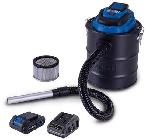 Scheppach Aspirateur à Cendres sans Fil C-AVC15-X - Série IXES 20V - Puissance d'aspiration 10 kPa - réservoir : 15L - Longueur du Tuyau 1 m - 1 Batterie 2Ah + Chargeur