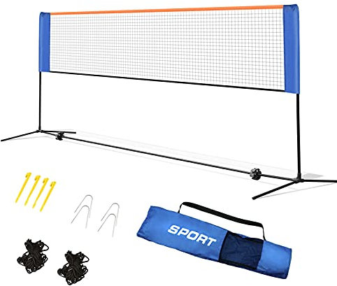 FENRIR Badminton Netz Tennisnetz 4m Tragbares Volleyball mit Verstellbaren Höhen faltbares Federballnetz Outdoor Trainingsnetz,3 Höhe: 85/120/155cm (Blue, 400CM)