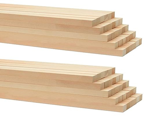 TSKDKIT 60 Pcs Palos Cuadrados de Madera Natural 30 cm x 5 mm x 5 mm, Varillas de Madera, Tablones Extra Largos Resistentes para Paletas y Manualidades