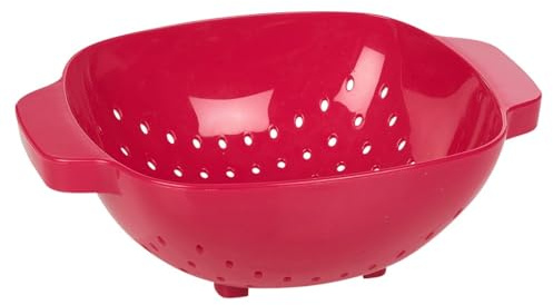 URBN-CHEF Plastic Colander Sieve Mesh Food Pasta Rice Veg Washing Strainer Kitchen Basket (Fuschia)