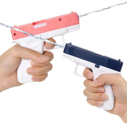 OSDUE 2 Pièces Pistolet a Eau Enfant,Pistolet Jouet Pistolet a Eau en Plastique Longue Portée 100CC Pistolet à Eau Puissant 10 Meter pour Plein Air Jardin Plage été Fête Piscine Jeu