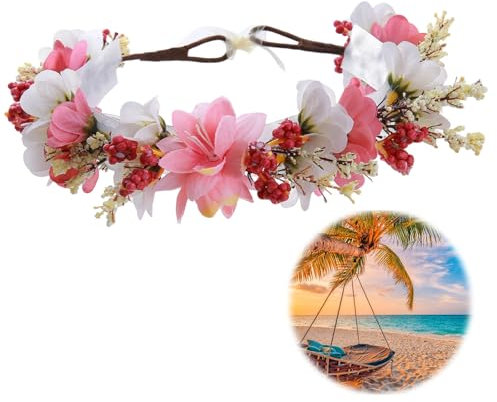 Blume Krone, Blumenkranz Blume Krone Stirnband, Boho Haarkranz, Haar Garland, Blumenkranz, StirnBand, Haarband Blumen Hochzeit, für Damen Hochzeit Zeremonie Festival Party Strand