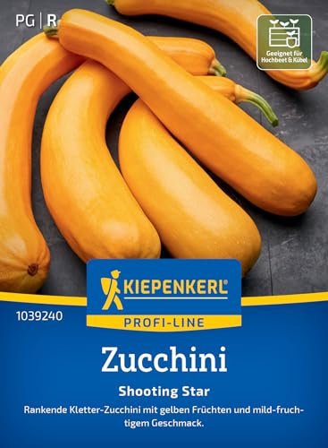 Kiepenkerl Profi-Line Zucchinisamen Shooting Star 1039240 für 5 Pflanzen - Gelbe, mild-fruchtige Zucchini Samen für Hochbeet & Kübel, Kletter-Zucchini, robust & ertragreich