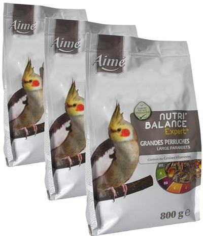 Aime Nourriture pour Grandes Perruches, Nutri'Balance Expert, Menu Expert pour Grandes Perruches, Sac de 800G