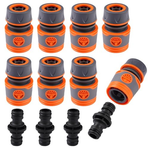 8 Pièces Embout Tuyau Arrosage, Raccord Tuyau D'arrosage, Kit de Raccordement avec Accessoires de Raccord, Kit de Raccords Rapide, pour Jardins Familiaux, Necessaire Darrosage
