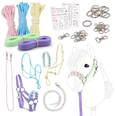 kullaloo DIY Hobby Horse Halter Kit & Tack Accessories ✦ Make Stick Horse Head Collars, Rope Halters & Reins ✦ Includes Digital Instructions (PDF) ✦ Pastel