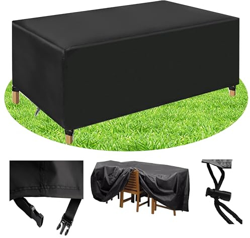 HNKDKJ Funda para Mesa Exterior Impermeable Funda para Muebles de Jardin Exterior 240x40x60cm/Largo x Ancho x Alto 420D Tela Oxford Cubierta de Mesa Funda Sofa Jardin Rectangular/Cuadrada - Negro