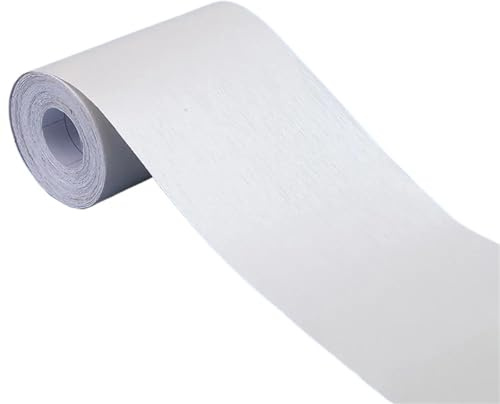 Cenefa adhesiva para pared, Borde de papel tapiz vinilo autoadhesivo for rodapié(White,500 x 10 cm)