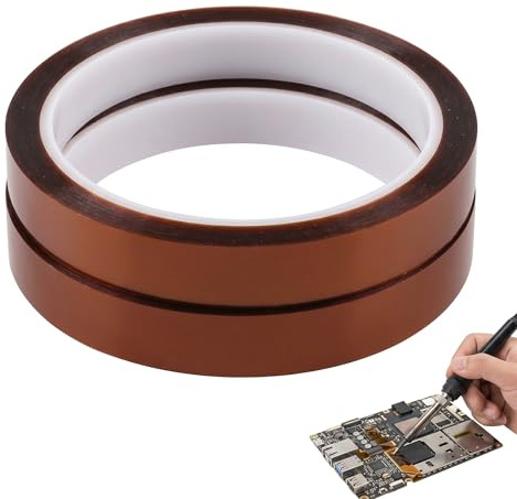 BCHMN 2 Rollos Cinta de Alta Temperatura 10mm x 33m, Cinta Térmica Resistente al Calor de Poliimida para Sublimación, Impresión 3D, Soldadura, Aislamiento Eléctrico y Enmascaramiento
