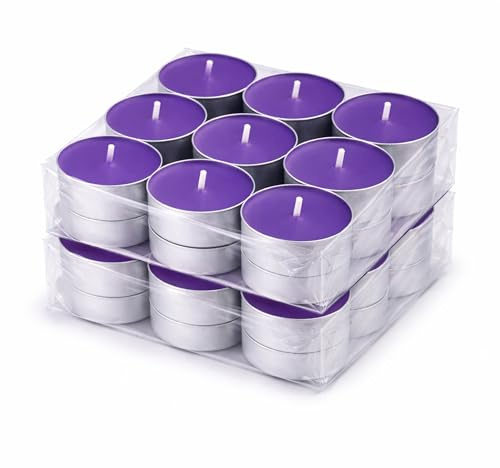 HS Candle Duft-Teelichter 36er Pack – Duft Lavendel, ca. 4 Stunden Brenndauer, Teelicht Kerzen aus Wachs, rund Ø 4 cm, hergestellt in der EU, für Indoor & Outdoor