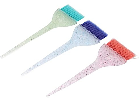 Chiyyak Applicatore per Salone di Spazzola per Tintura per Capelli con Manico Glitterato con Capelli in Nylon per Colpi di Sole, 3 Pezzi