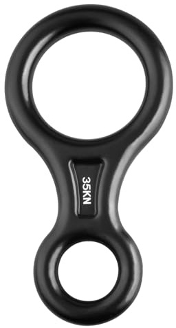 Azarxis 35 kN Climbing Rescue Figure 8 Descender Rigging Plate Heavy Duty & Large & High Strength Rappel Device Equipment for Rappelling, Belaying, Tree Climbing, Aerial Silks Rigging (Black)