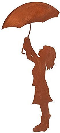 UNUS Garden - Decorazione da giardino in zinco con ombrello, piccola spina in metallo arrugginito, decorazione da giardino, effetto ruggine, resistente alle intemperie