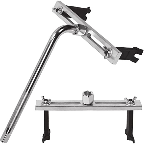 Swpeet Kit de 2 outils de démontage de pompe à carburant, déboucheur de couvercle de réservoir de carburant, clé à molette pour module de pompe à carburant, clé à molette réglable avec adaptateur de 1
