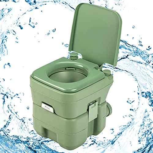 GIANTEX Toilettes portables de camping avec réservoir d'eau douce 12 l et réservoir d'eaux usées 20 l, démontables, intérieur et extérieur pour camping, pêche, voyage, bateau (vert)
