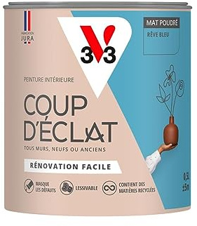 V33 Peinture murale intérieure Coup d'Éclat® Rêve bleu Mat Poudré 0,5L