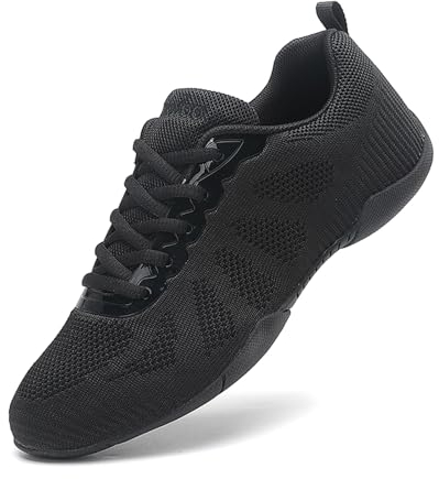 Chaussures de Danse de Cheerleading pour Filles Femmes Mode Chaussure de Cheerleading Athlétique Respirant Aérobique Chaussures de Marche Noir 38